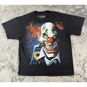 Y2K Killer Clown Black Liquid Blue Size XL Mens T Shirt  Horror Scary